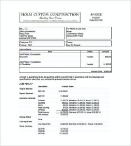 Free Construction Service Invoice Template